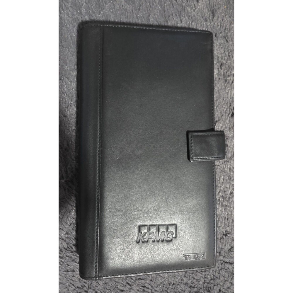 Awesome TUMI Modernist Travel Wallet Passport CardHolder LEATHER Organizer Black
